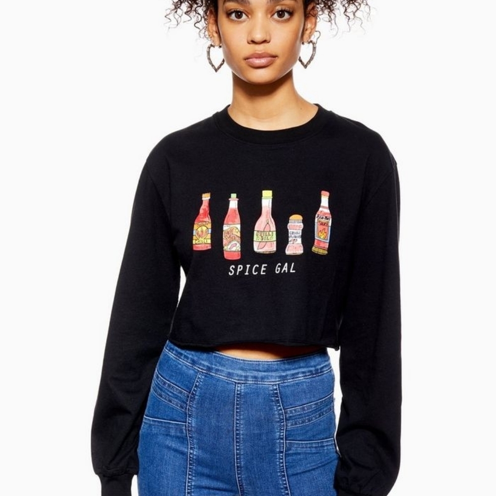 Topshop Spice Gal Small Cropped Long-Sleeve